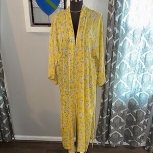 American Eagle Butter Yellow Floral Print Duster